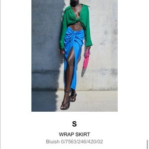 NWT ZARA BLUE MIDI WRAP SKIRT